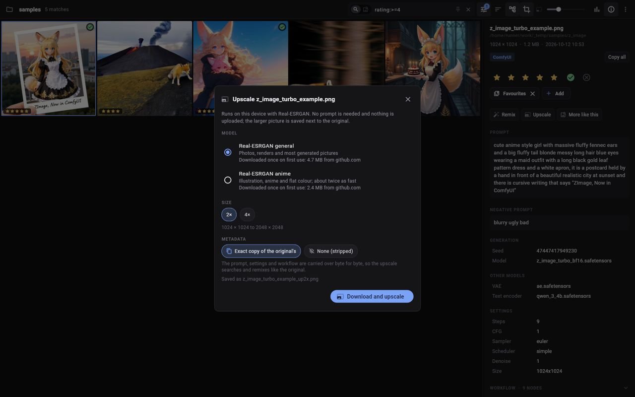 On-device upscaling, metadata kept