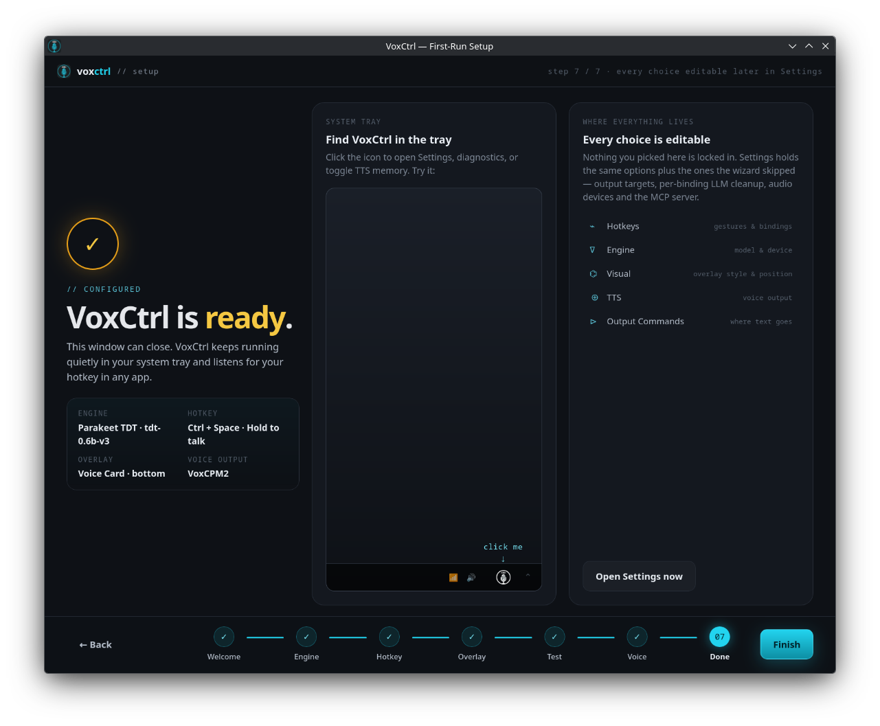 Setup wizard step 7 of 7 — Ready